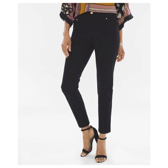 Chico's Women's So Slimming Refined Ponte Ankle Pants Black Size 10 - Picture 1 of 10